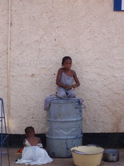 Girls on oil drum in Nigeria
